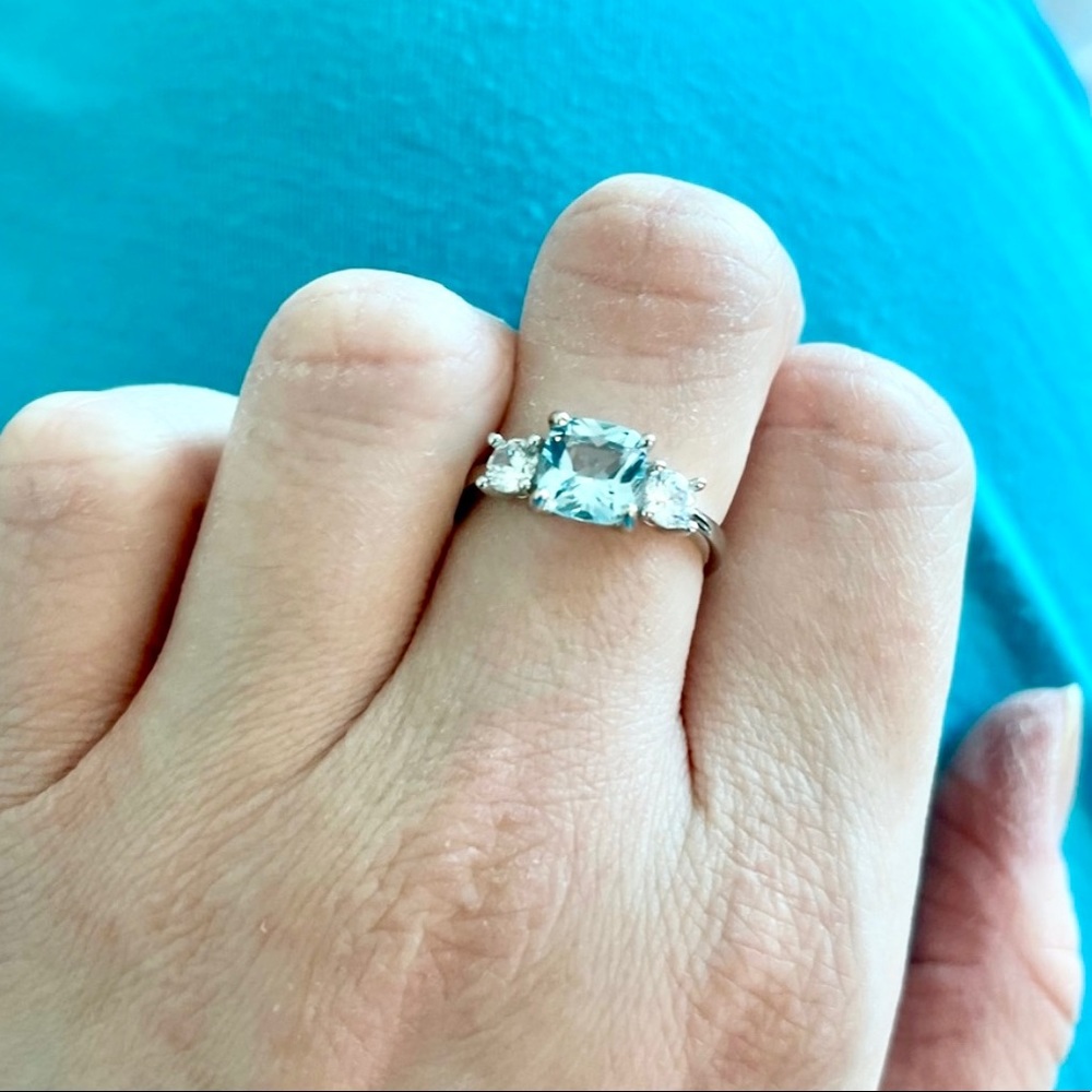 925 Sterling Silver Blue Aquamarine Gemstone Ring